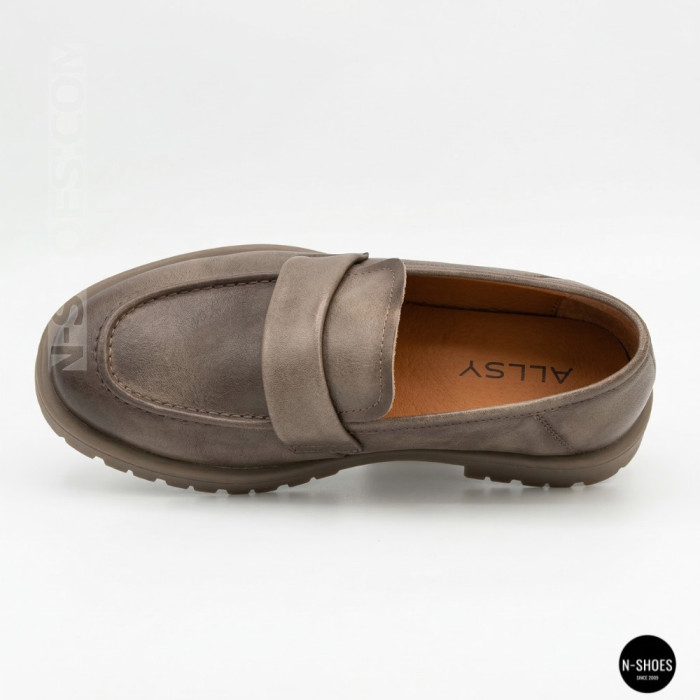 Женские серые кожаные лоферы Allsy 209586 Lonza 26z83d2706-1 grey 6194 с анатомической стелькой