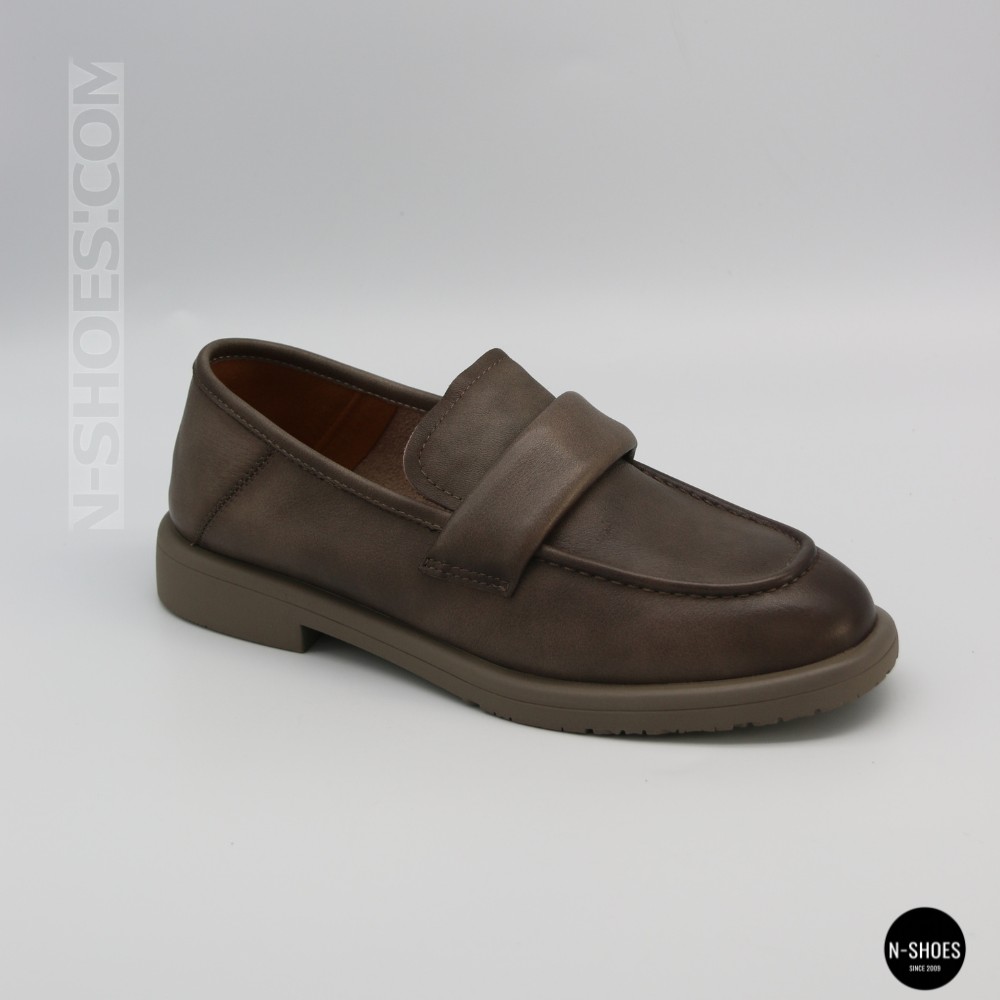 Жіночі сірі лофери Allsy 209586 Lonza 26z83d2706-1 grey 6194 з натуральної шкіри у стилі Brunello Cucinelli