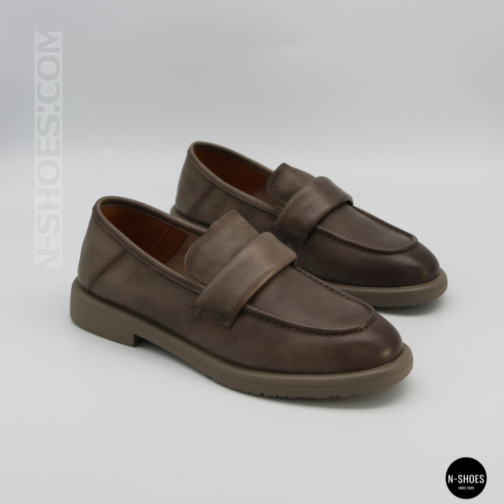 Жіночі сірі лофери Allsy 209586 Lonza 26z83d2706-1 grey 6194 з натуральної шкіри у стилі Brunello Cucinelli