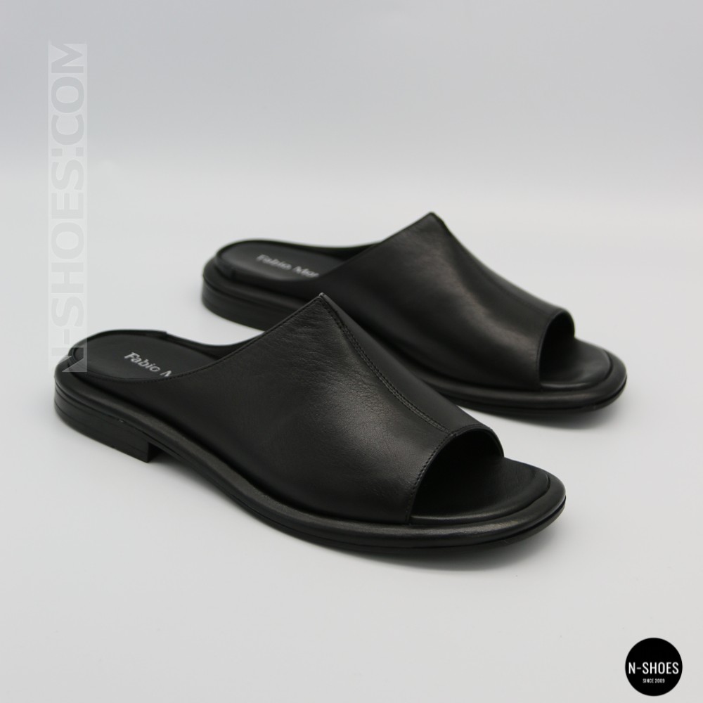 Black Leather Sabots Fabio Monelli 211980: Summer Comfort