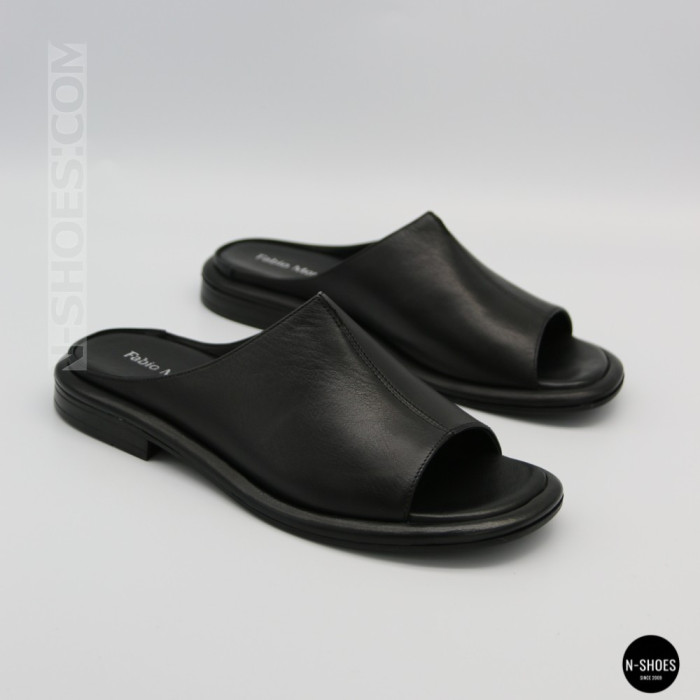 Black Leather Sabots Fabio Monelli 211980: Summer Comfort
