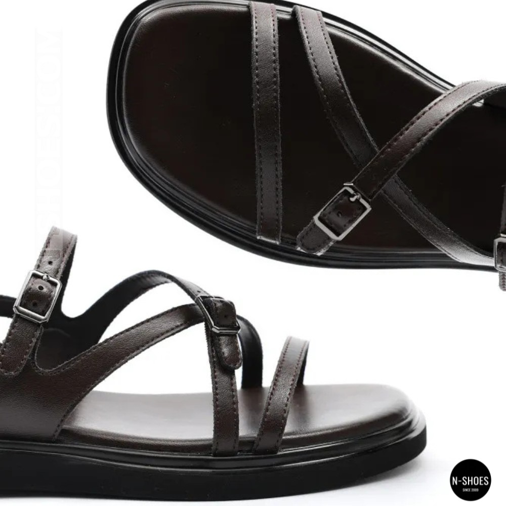 Elegant Chocolate Leather Sandals Allsy 209315