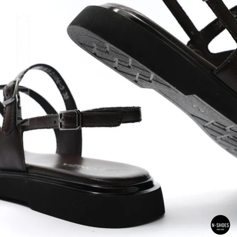 Elegant Chocolate Leather Sandals Allsy 209315