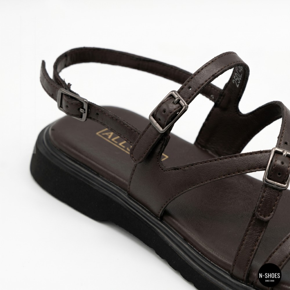 Elegant Chocolate Leather Sandals Allsy 209315