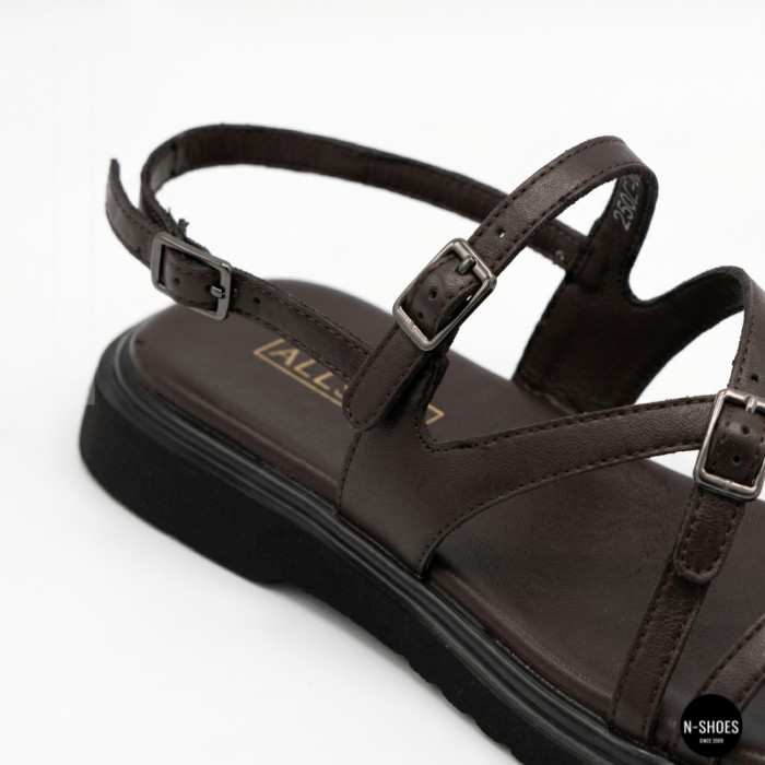 Элегантные кожаные босоножки Allsy 209315 Lonza 212514 brown 6203 шоколадного цвета