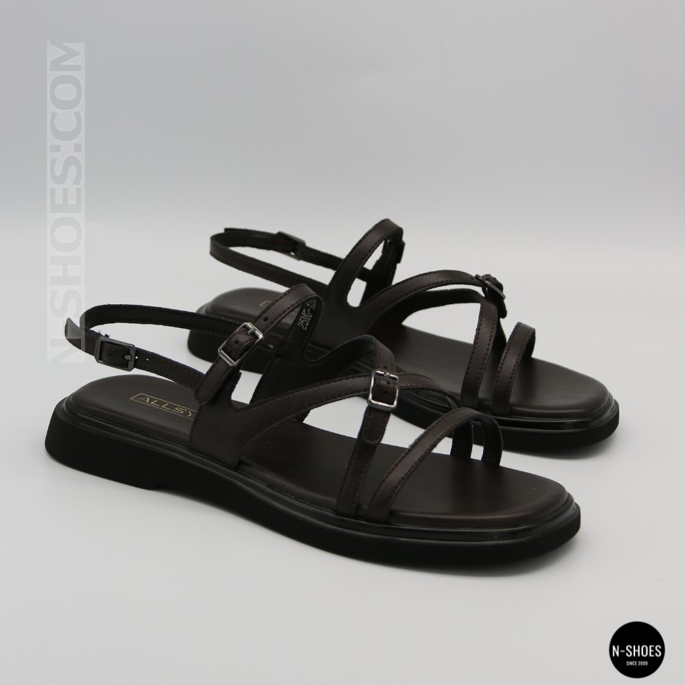 Elegant Chocolate Leather Sandals Allsy 209315