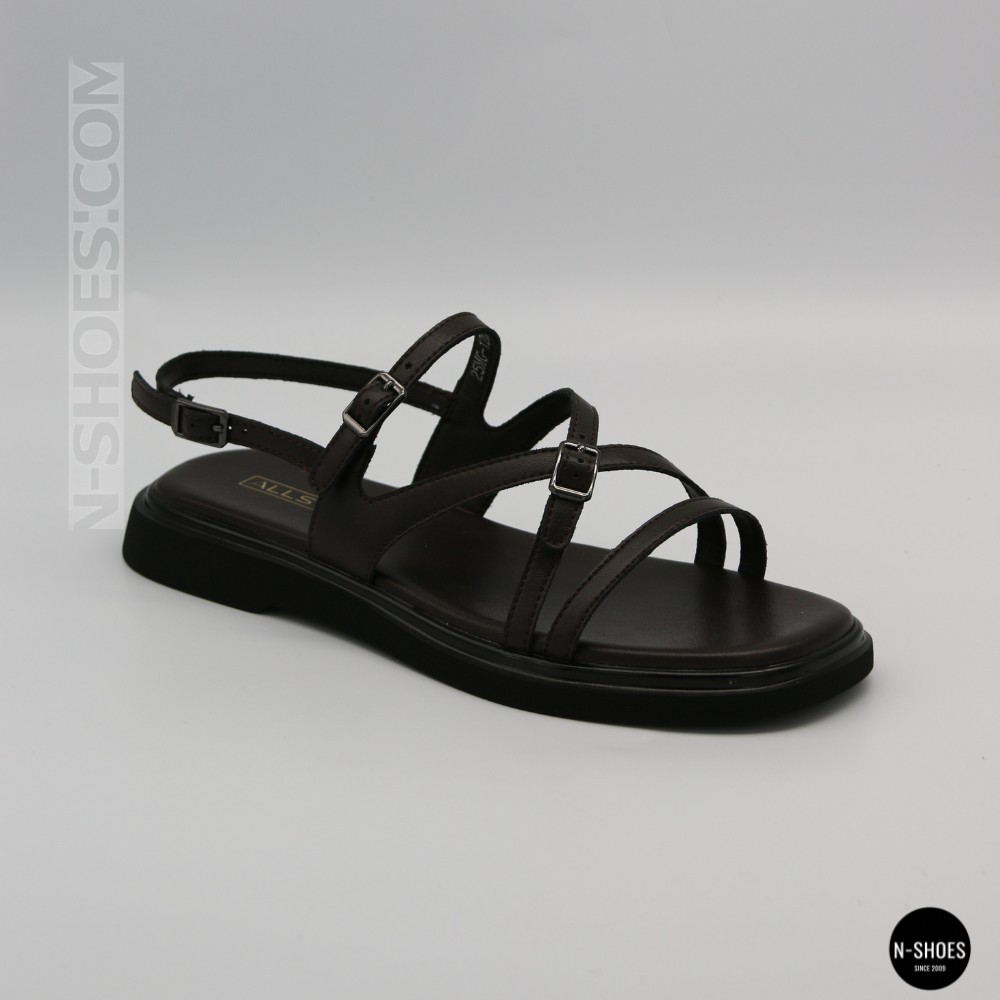 Elegant Chocolate Leather Sandals Allsy 209315