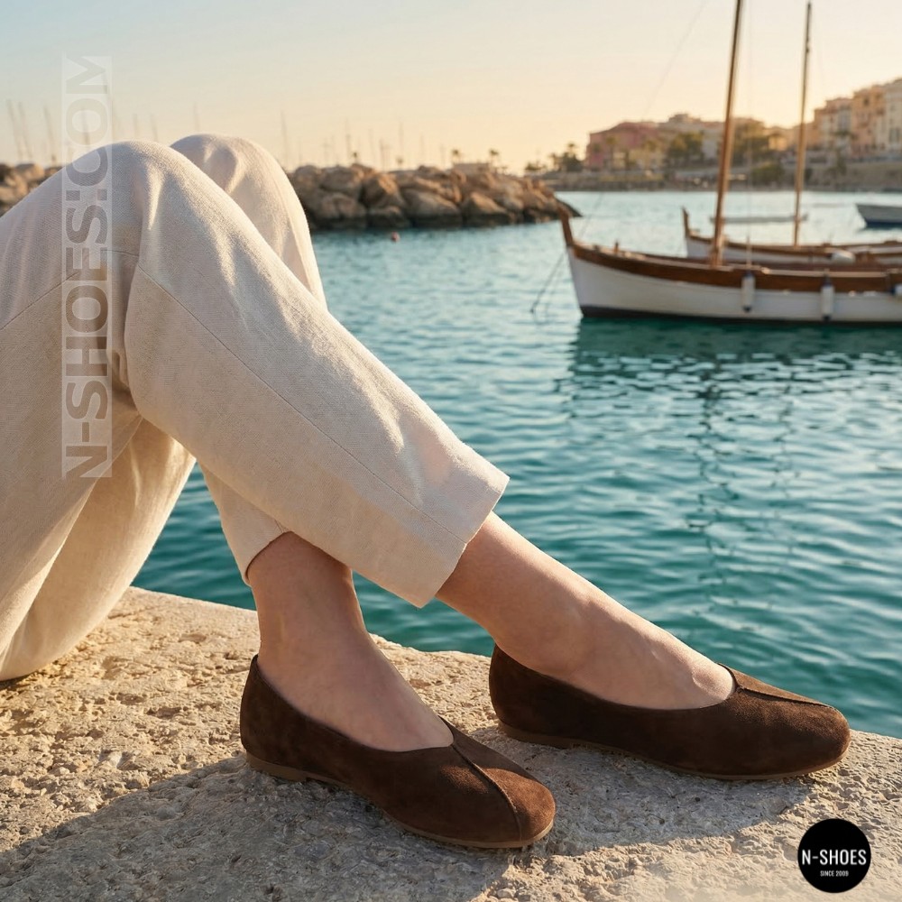 Жіночі коричневі замшеві балетки Allsy 2029236 Lonza 212420 25z54d2612-2 brown 6204