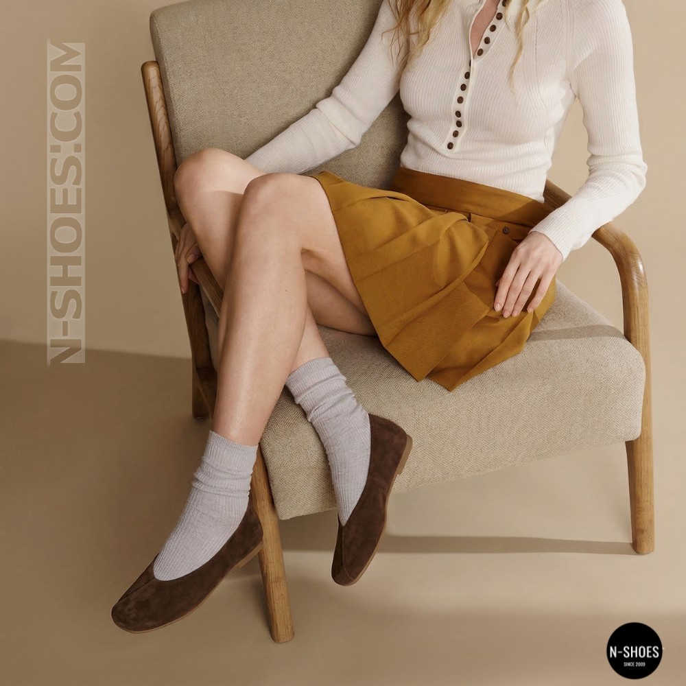 Жіночі коричневі замшеві балетки Allsy 2029236 Lonza 212420 25z54d2612-2 brown 6204