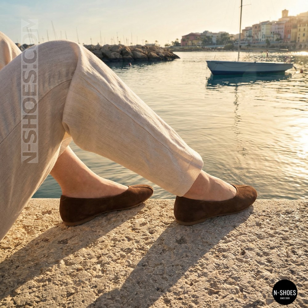 Жіночі коричневі замшеві балетки Allsy 2029236 Lonza 212420 25z54d2612-2 brown 6204