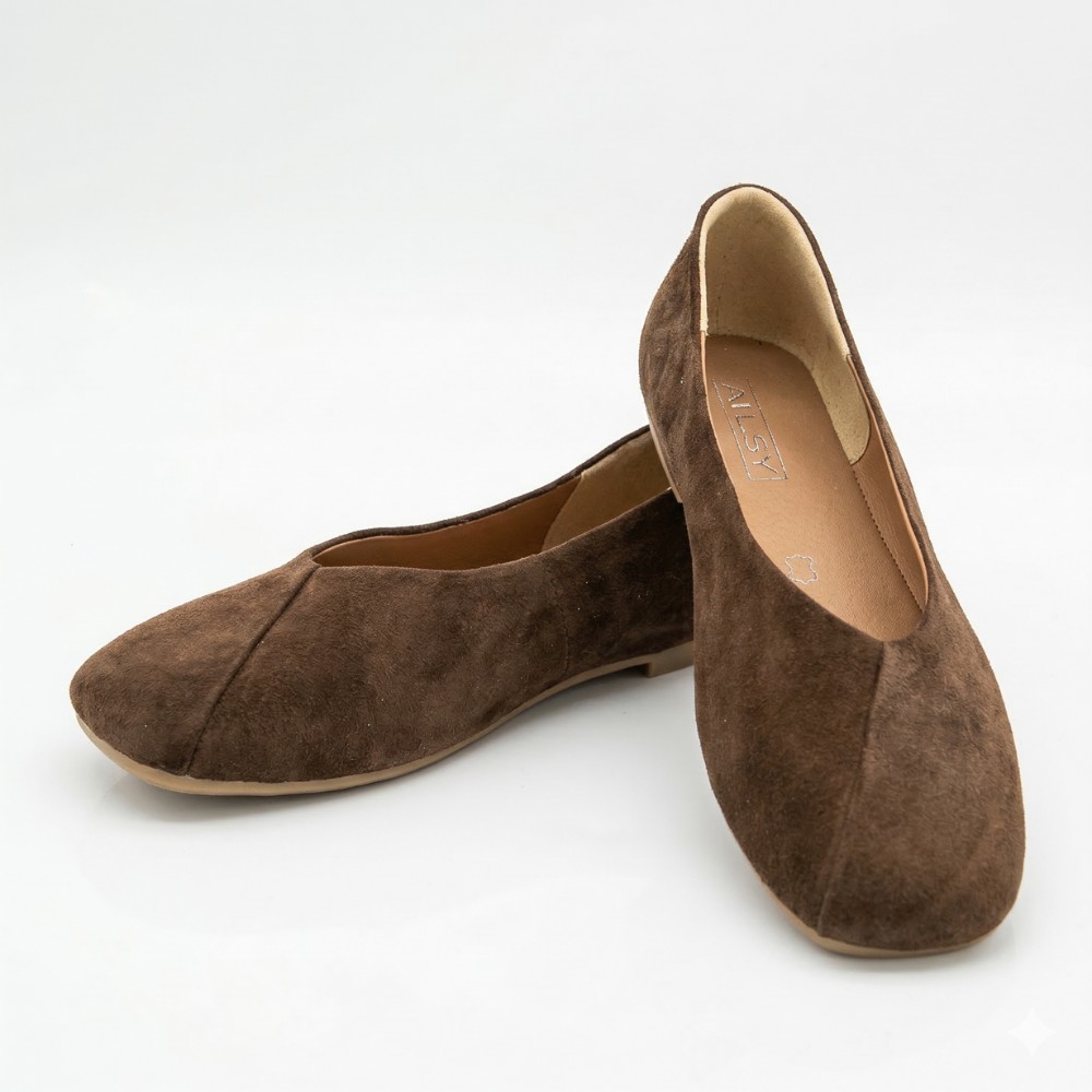 Жіночі коричневі замшеві балетки Allsy 2029236 Lonza 212420 25z54d2612-2 brown 6204