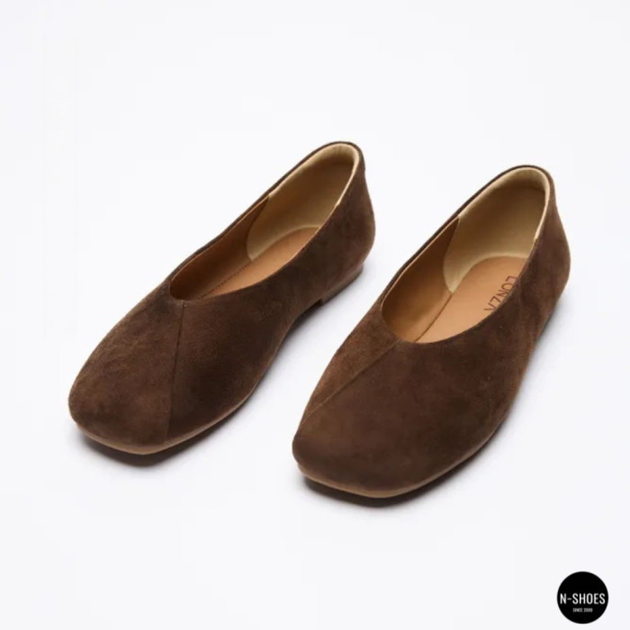 Женские коричневые замшевые балетки Allsy 2029236 Lonza 212420 25z54d2612-2 brown 6204