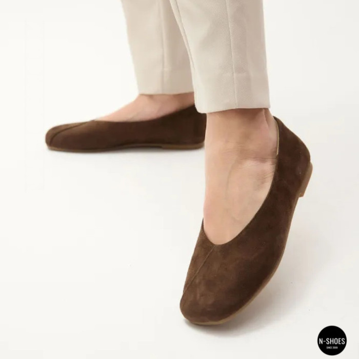 Женские коричневые замшевые балетки Allsy 2029236 Lonza 212420 25z54d2612-2 brown 6204