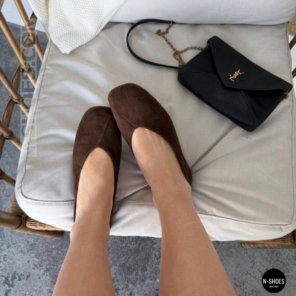 Жіночі коричневі замшеві балетки Allsy 2029236 Lonza 212420 25z54d2612-2 brown 6204