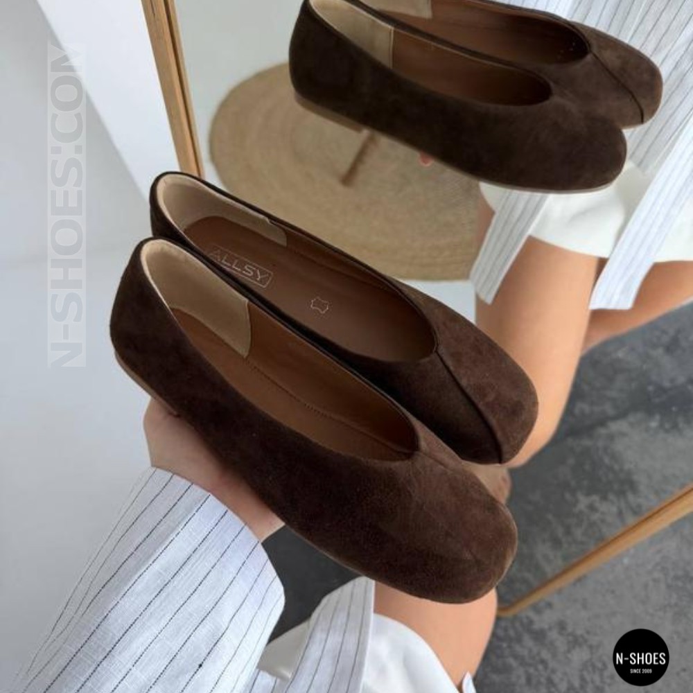 Жіночі коричневі замшеві балетки Allsy 2029236 Lonza 212420 25z54d2612-2 brown 6204