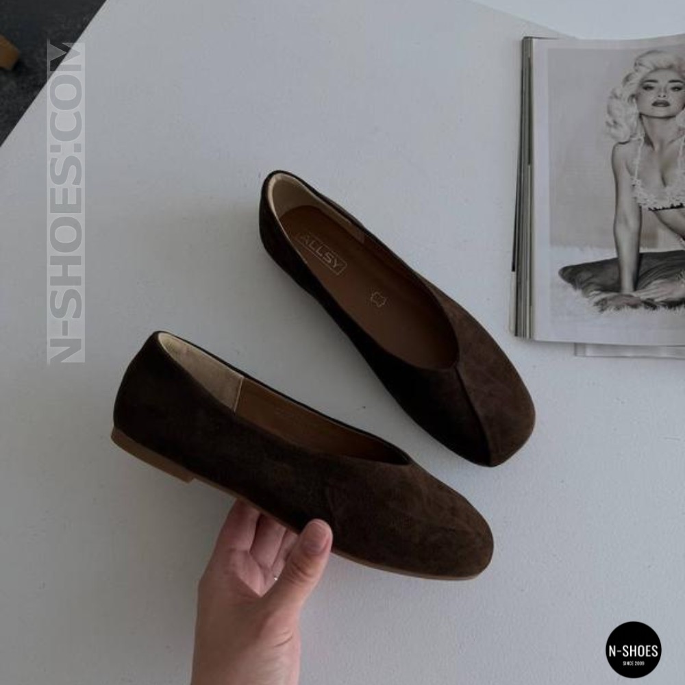 Жіночі коричневі замшеві балетки Allsy 2029236 Lonza 212420 25z54d2612-2 brown 6204