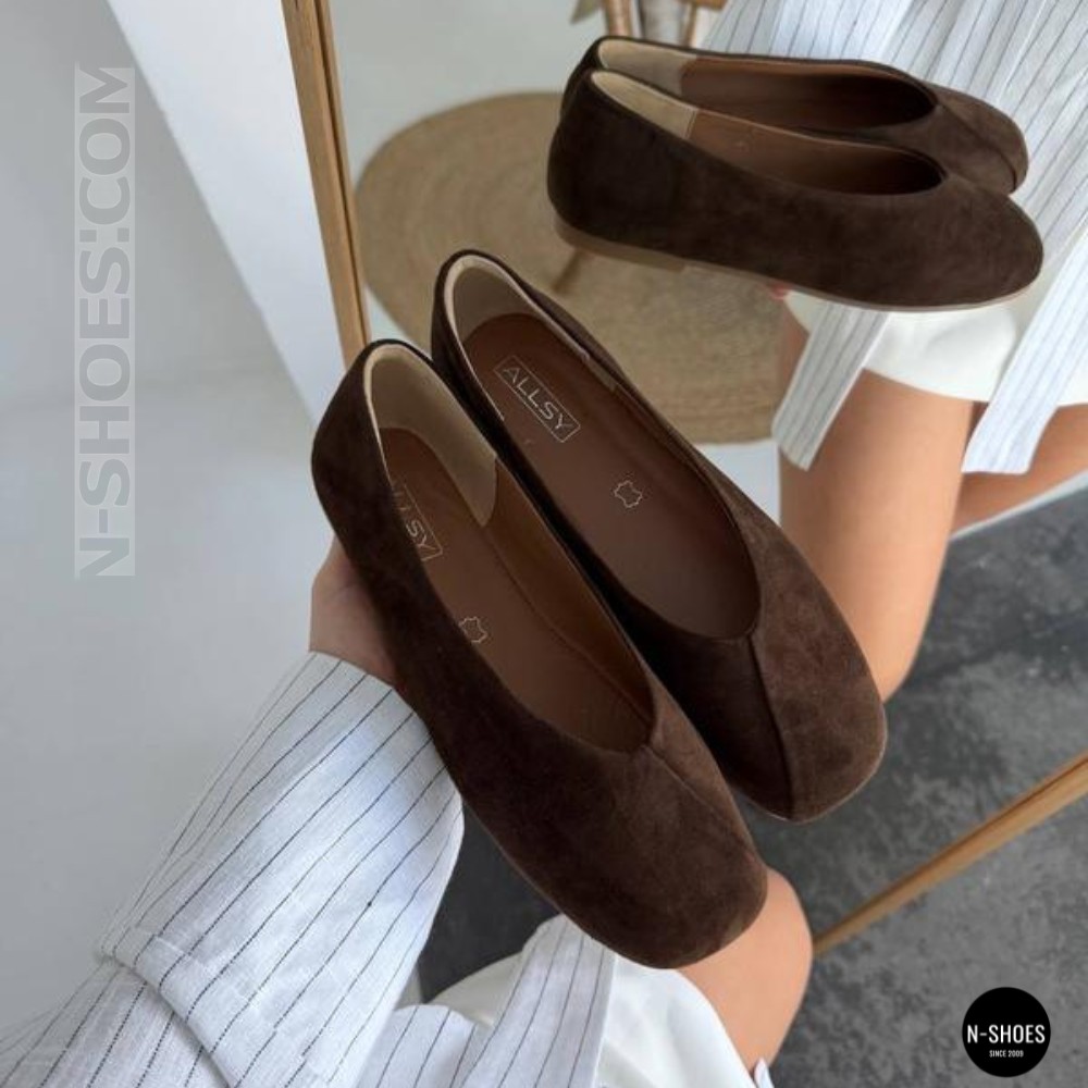 Жіночі коричневі замшеві балетки Allsy 2029236 Lonza 212420 25z54d2612-2 brown 6204