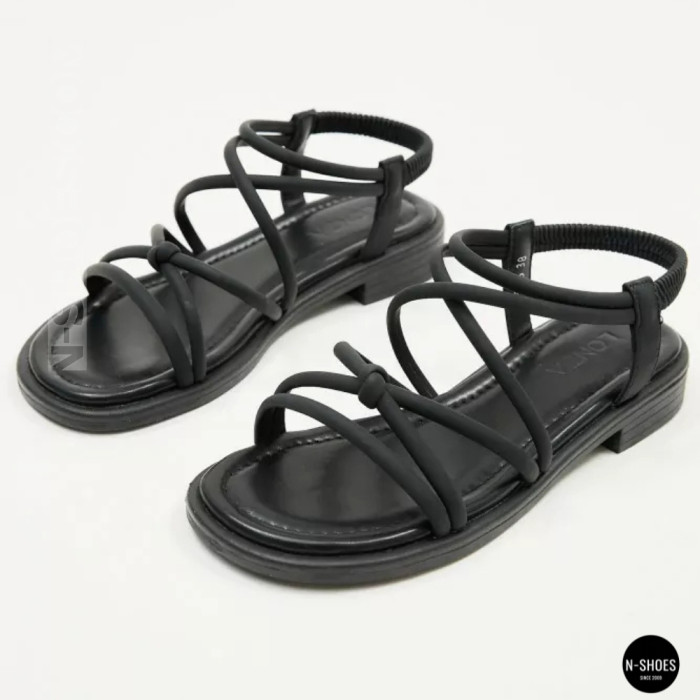 Черные женские босоножки Allsy 207402 Lonza Cleo Black 207403 6206 с изящными ремешками