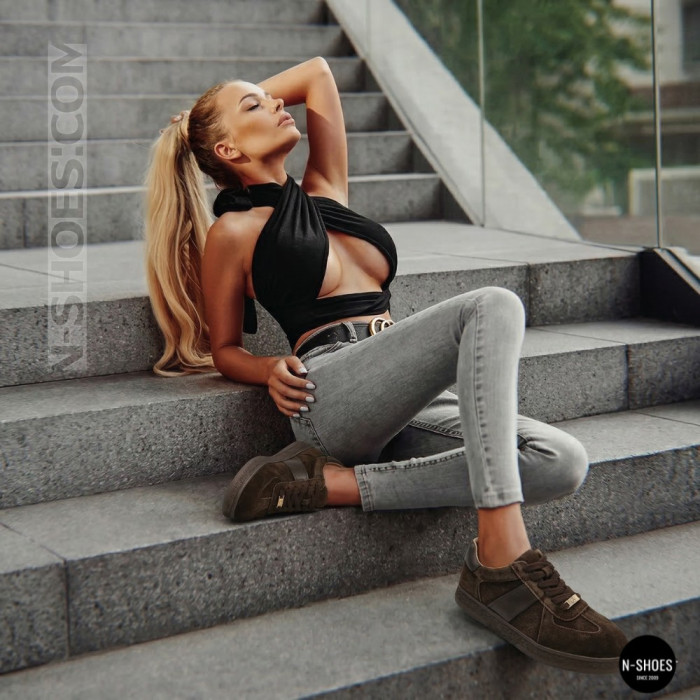 Женские коричневые замшевые кеды Allsy 210785 Lonza 212648 Alfi Brown 9227-30-500 brown 6210 в