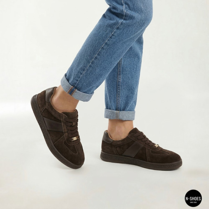 Женские коричневые замшевые кеды Allsy 210785 Lonza 212648 Alfi Brown 9227-30-500 brown 6210 в