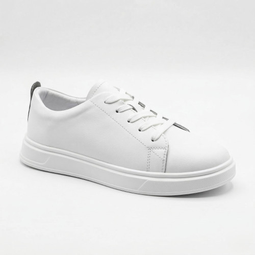 Женские белые кожаные кеды Allsy 210288 Lonza bw1026-2 white 6213 базовые в стиле FitFlop Rally