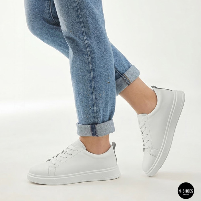 Женские белые кожаные кеды Allsy 210288 208319 Lonza bw1026-2 white 6213 в стиле FitFlop Rally