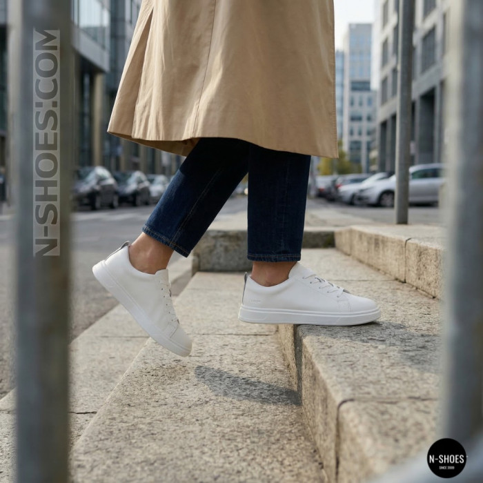 Женские белые кожаные кеды Allsy 210288 208319 Lonza bw1026-2 white 6213 в стиле FitFlop Rally