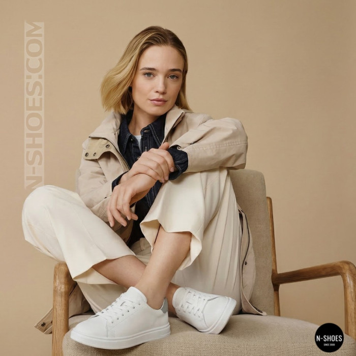 Женские белые кожаные кеды Allsy 210288 208319 Lonza bw1026-2 white 6213 в стиле FitFlop Rally