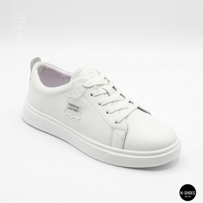Женские белые кожаные кеды Allsy 210288 208319 Lonza bw1026-2 white 6213 в стиле FitFlop Rally