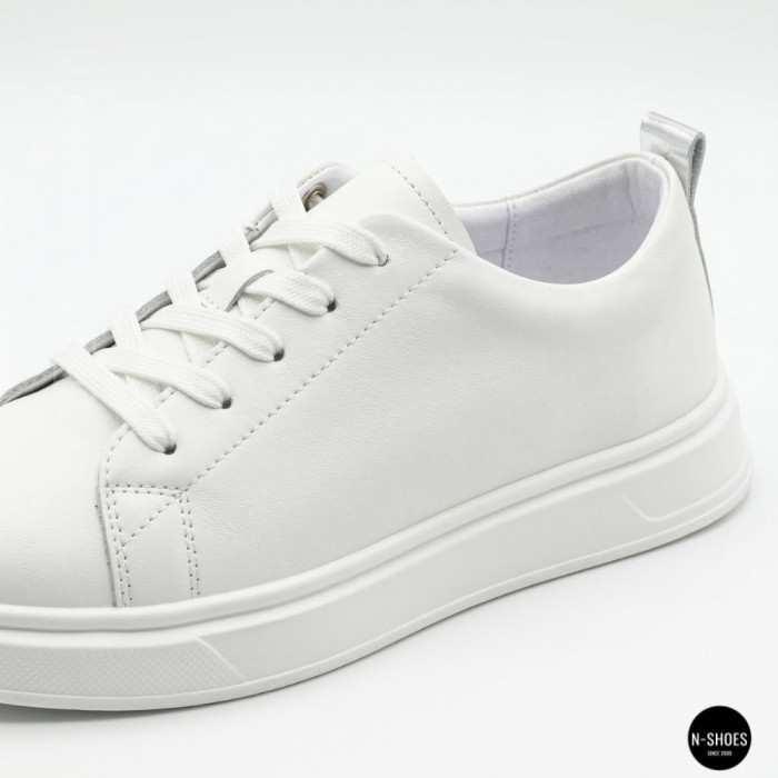 Женские белые кожаные кеды Allsy 210288 208319 Lonza bw1026-2 white 6213 в стиле FitFlop Rally