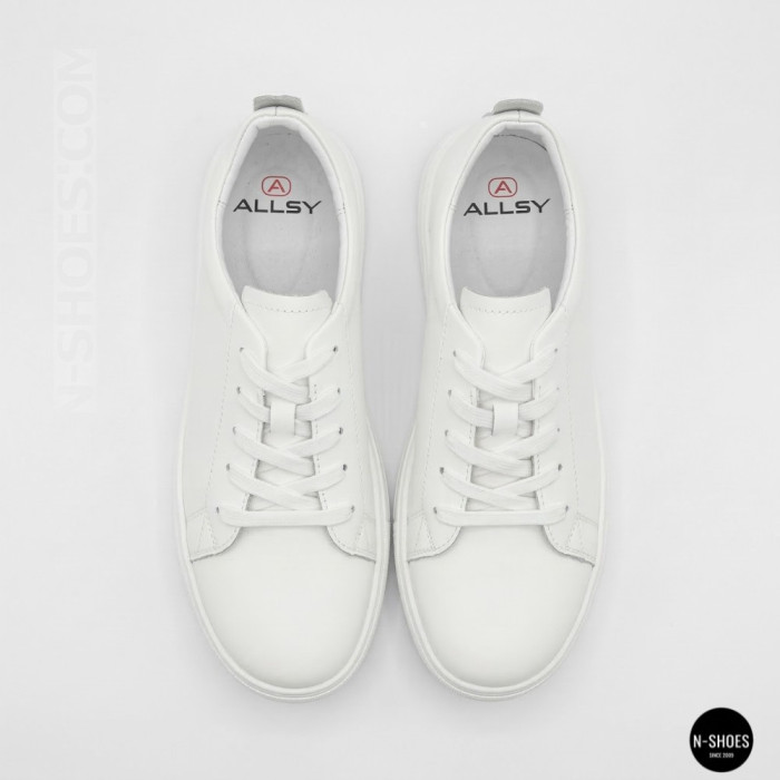 Женские белые кожаные кеды Allsy 210288 208319 Lonza bw1026-2 white 6213 в стиле FitFlop Rally