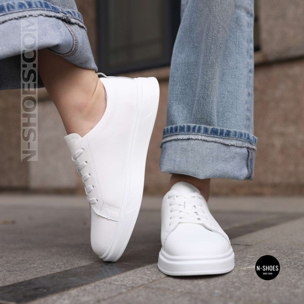 Женские белые кожаные кеды Allsy 210288 208319 Lonza bw1026-2 white 6213 в стиле FitFlop Rally