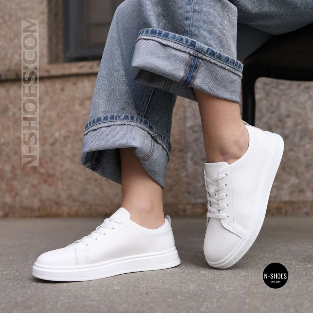 Женские белые кожаные кеды Allsy 210288 208319 Lonza bw1026-2 white 6213 в стиле FitFlop Rally