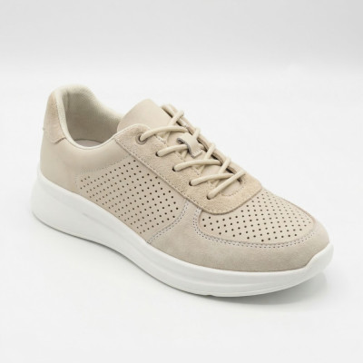 Женские бежевые кеды мокасины с перфорацией Allsy 207282 Lonza gp2521-2 beige 6214