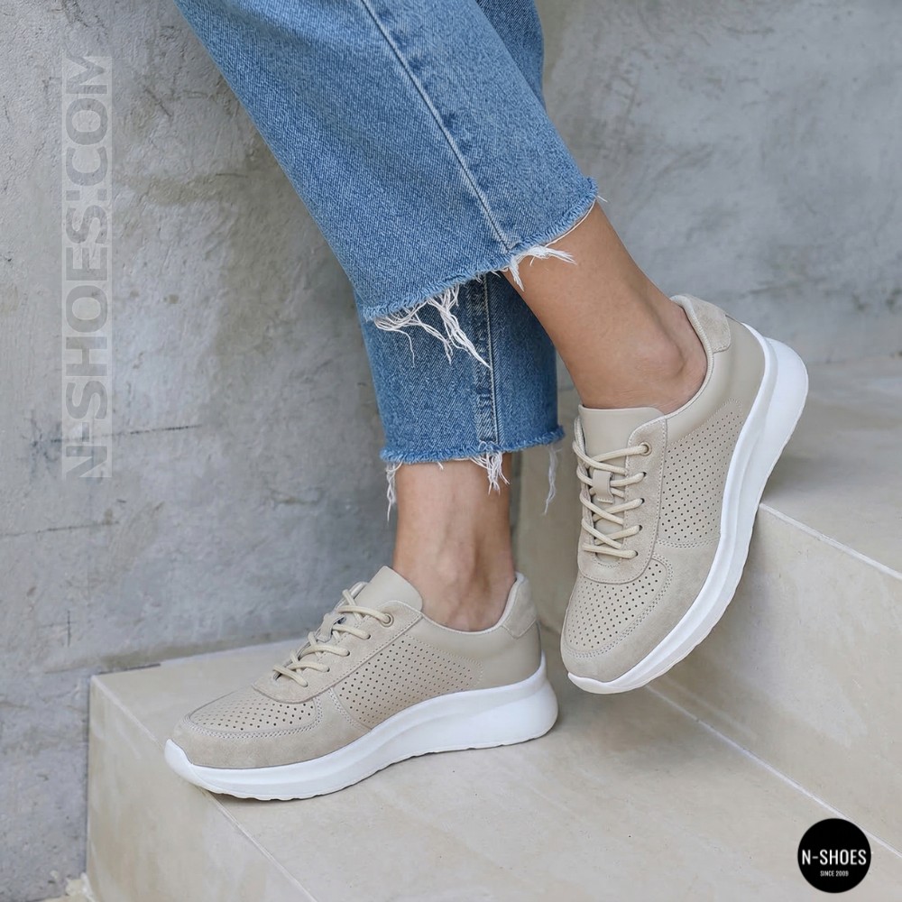 Women's Beige Perforated Sneakers Allsy 207282 Lonza gp2521-2 beige 6214