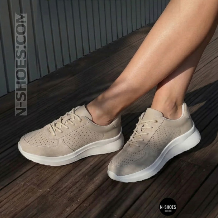 Женские бежевые кеды с перфорацией Allsy 207282 Lonza gp2521-2 beige 6214
