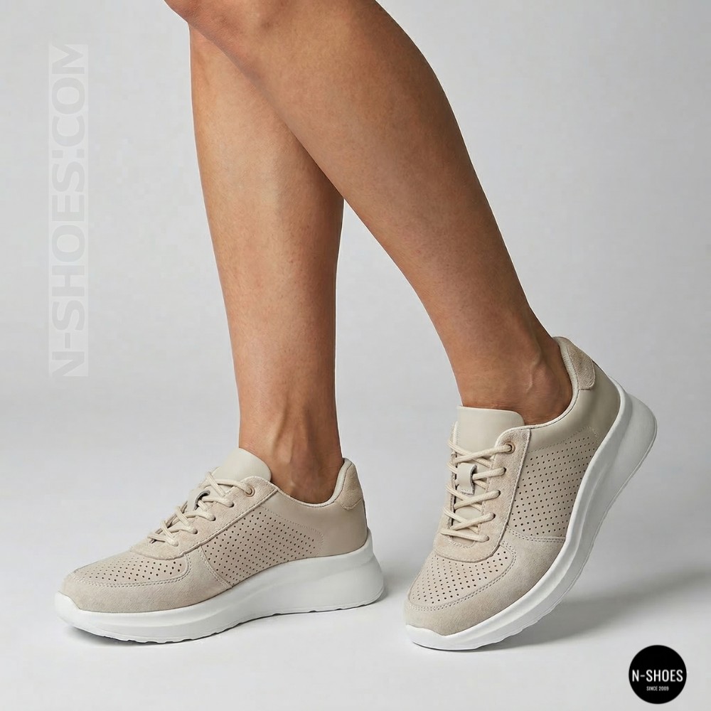 Women's Beige Perforated Sneakers Allsy 207282 Lonza gp2521-2 beige 6214