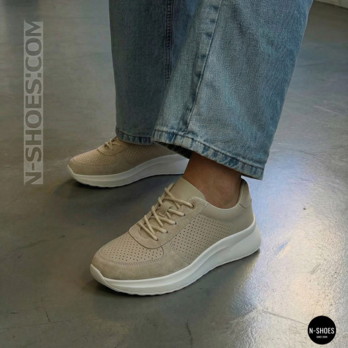 Женские бежевые кеды с перфорацией Allsy 207282 Lonza gp2521-2 beige 6214