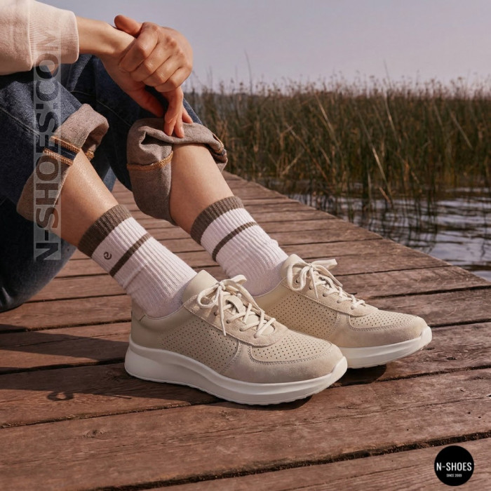Женские бежевые кеды с перфорацией Allsy 207282 Lonza gp2521-2 beige 6214
