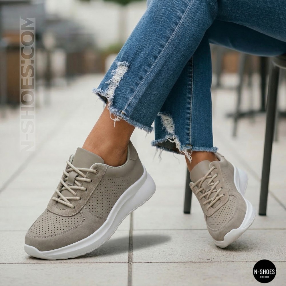 Women's Beige Perforated Sneakers Allsy 207282 Lonza gp2521-2 beige 6214