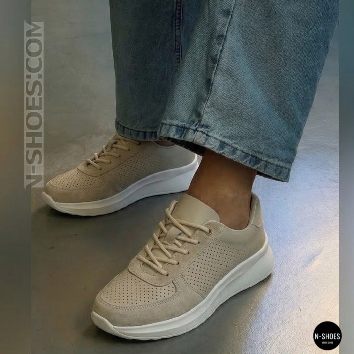 Женские бежевые кеды с перфорацией Allsy 207282 Lonza gp2521-2 beige 6214