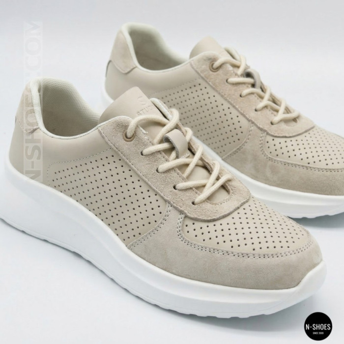Женские бежевые кеды с перфорацией Allsy 207282 Lonza gp2521-2 beige 6214