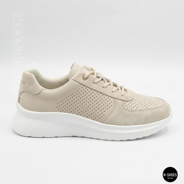 Женские бежевые кеды с перфорацией Allsy 207282 Lonza gp2521-2 beige 6214