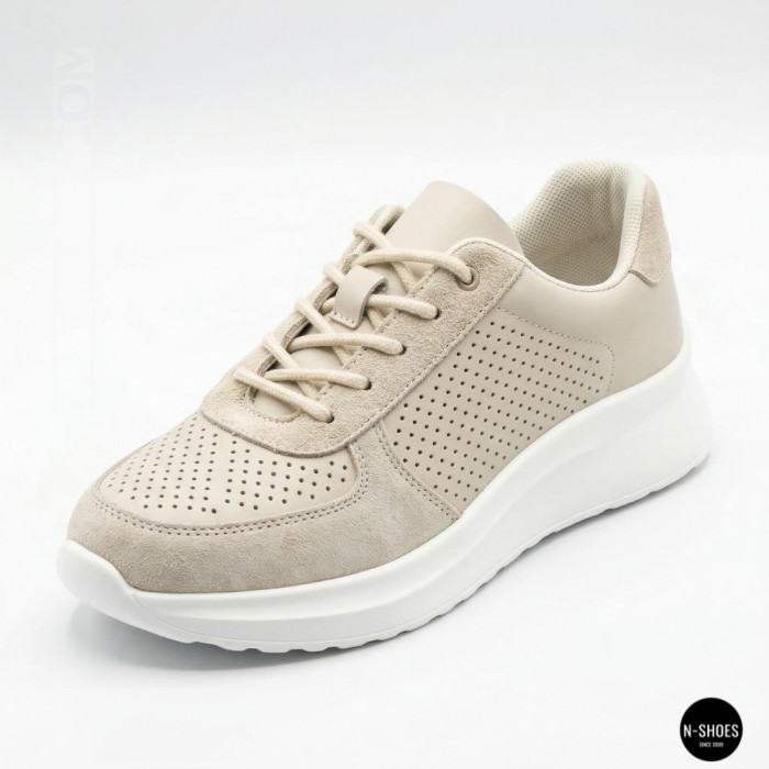 Женские бежевые кеды с перфорацией Allsy 207282 Lonza gp2521-2 beige 6214