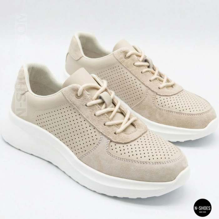 Женские бежевые кеды с перфорацией Allsy 207282 Lonza gp2521-2 beige 6214