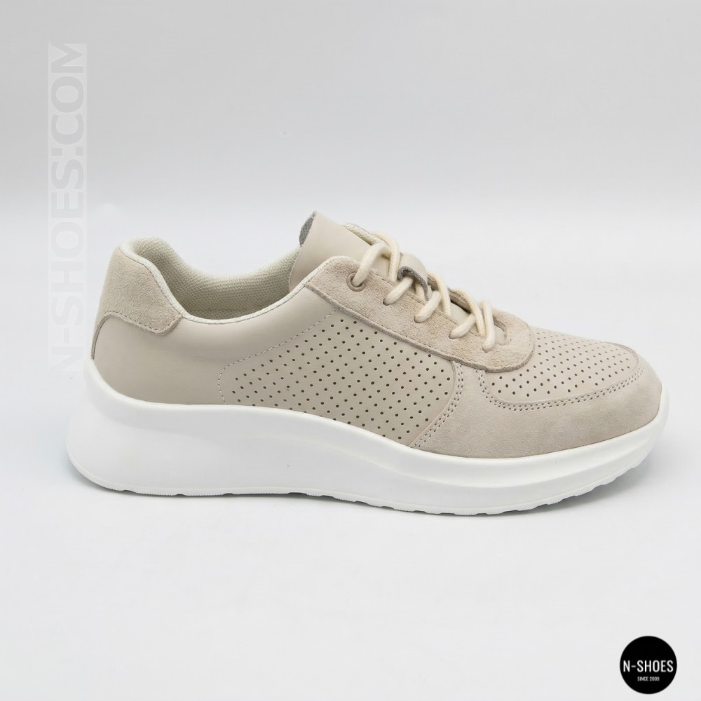 Women's Beige Perforated Sneakers Allsy 207282 Lonza gp2521-2 beige 6214