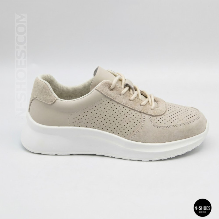 Женские бежевые кеды с перфорацией Allsy 207282 Lonza gp2521-2 beige 6214
