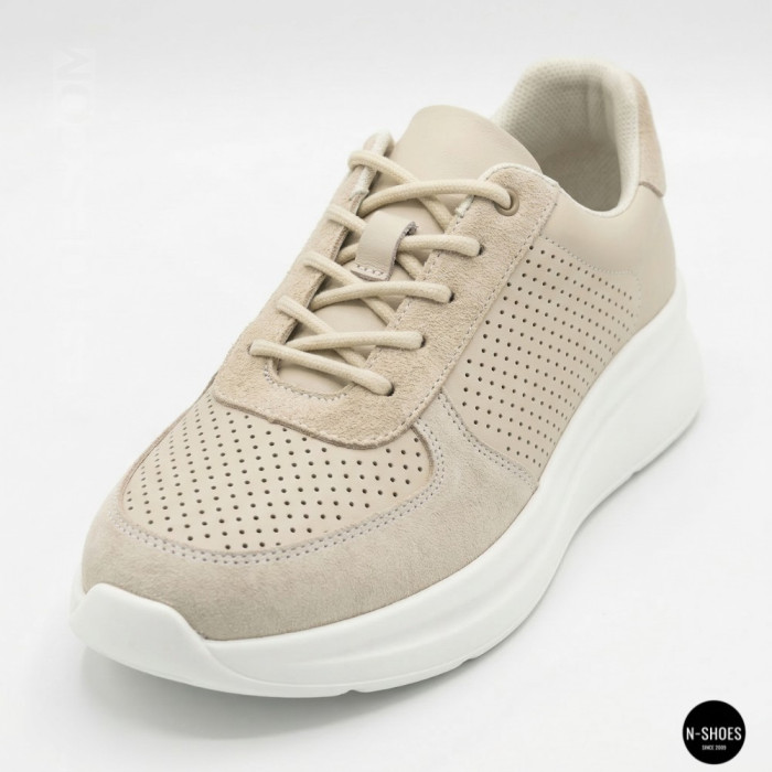 Женские бежевые кеды с перфорацией Allsy 207282 Lonza gp2521-2 beige 6214