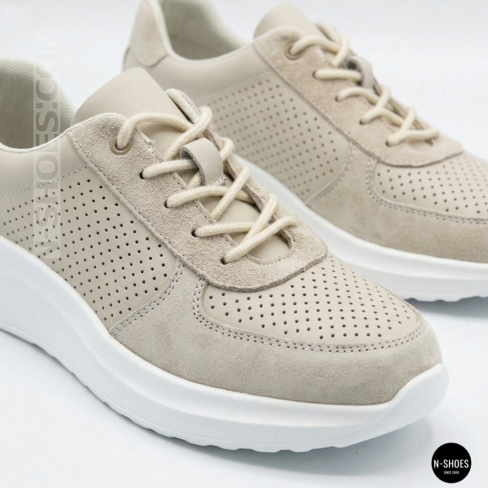Women's Beige Perforated Sneakers Allsy 207282 Lonza gp2521-2 beige 6214