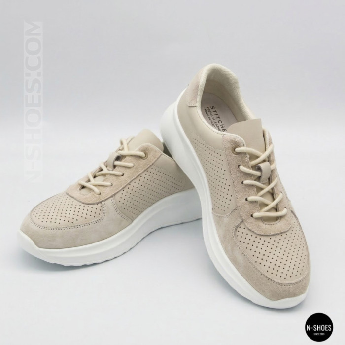 Женские бежевые кеды с перфорацией Allsy 207282 Lonza gp2521-2 beige 6214